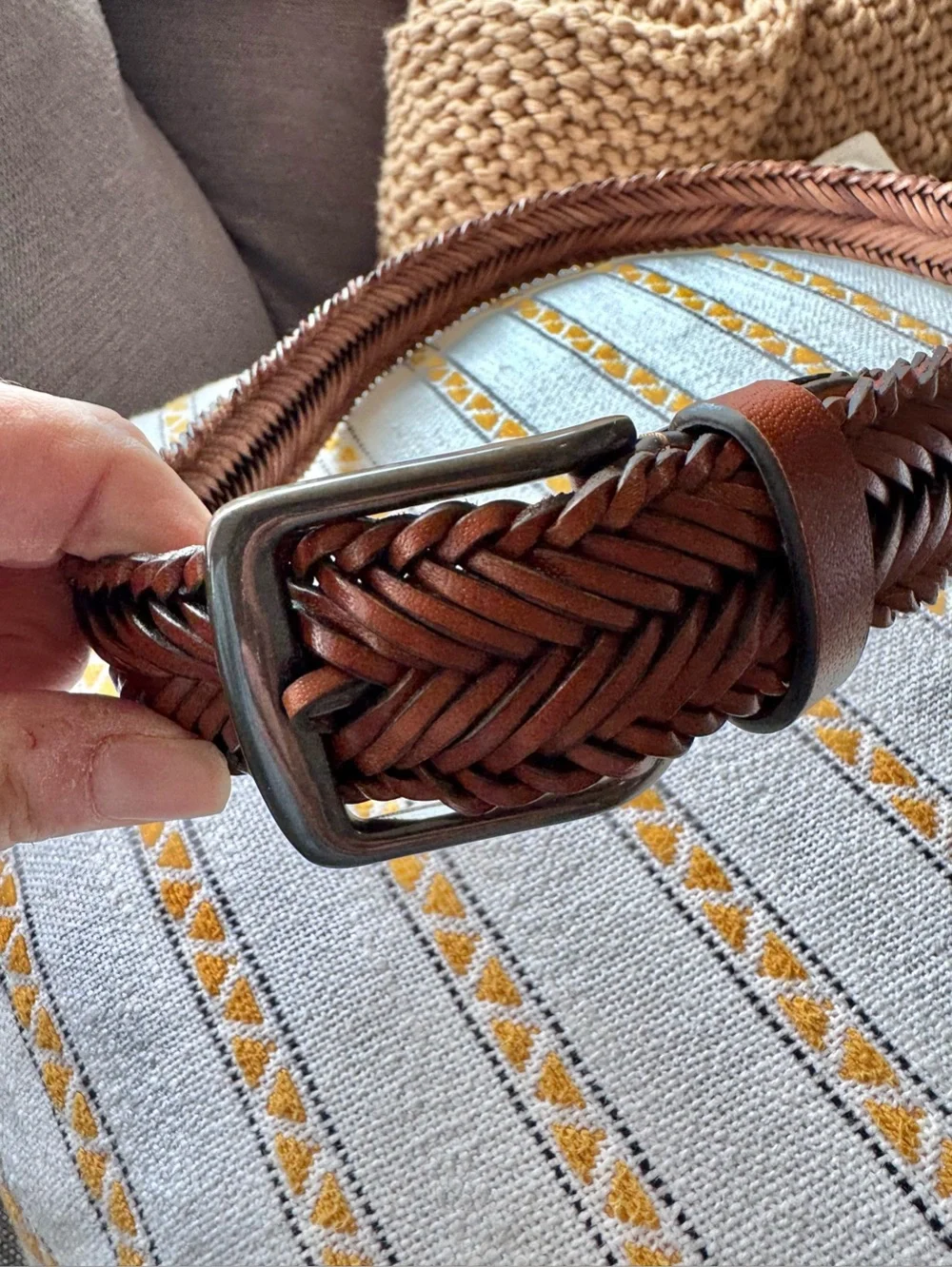 Tommy Bahama dark cognac braided leather belt medium